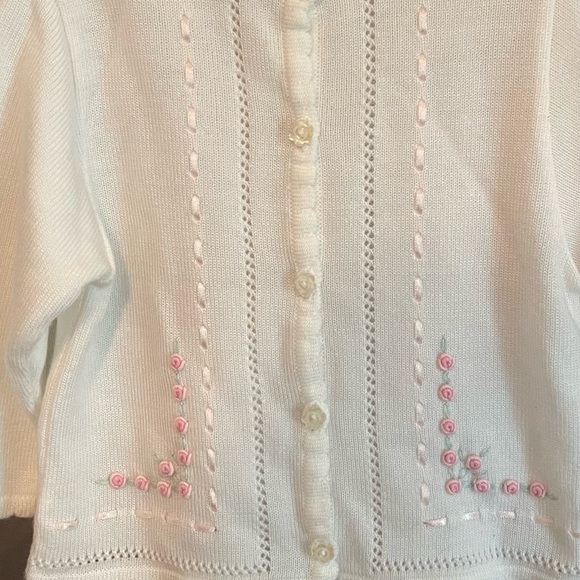 Sarah Louise White Sweater With Pink Embroidery - Picture 3 of 5